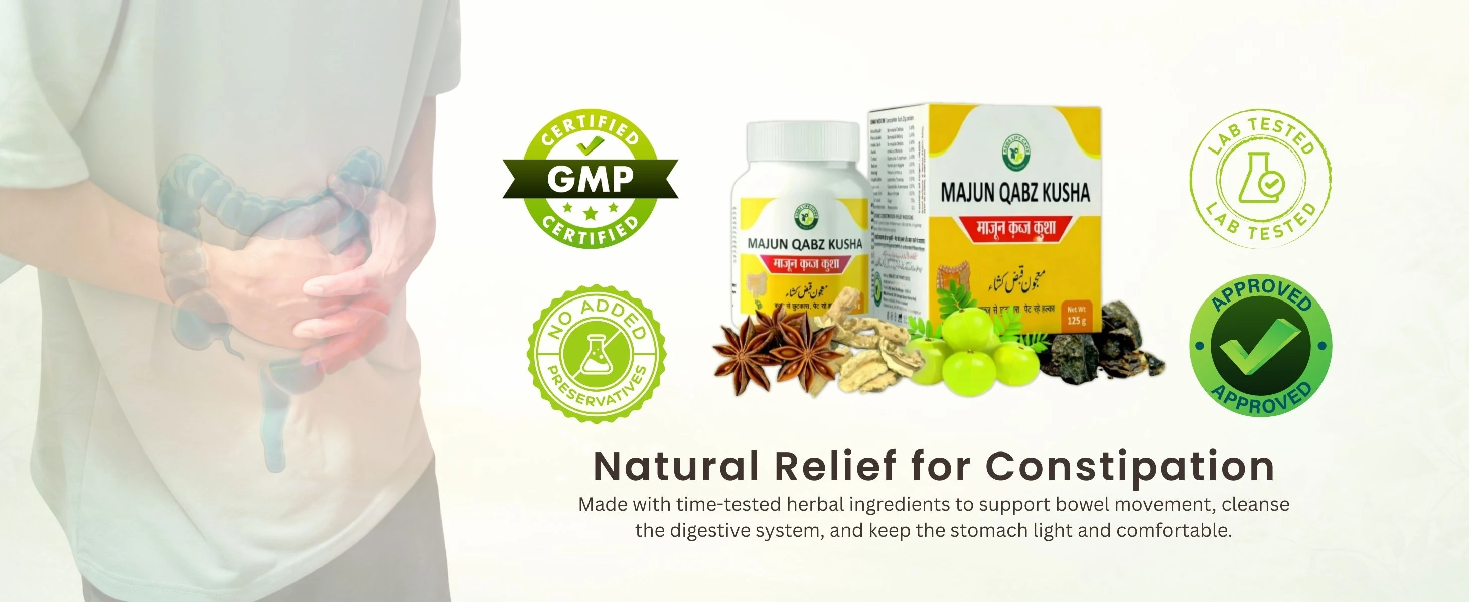 Majun Qabz Kusha, Digestive Health & Relief from Constipation Banner