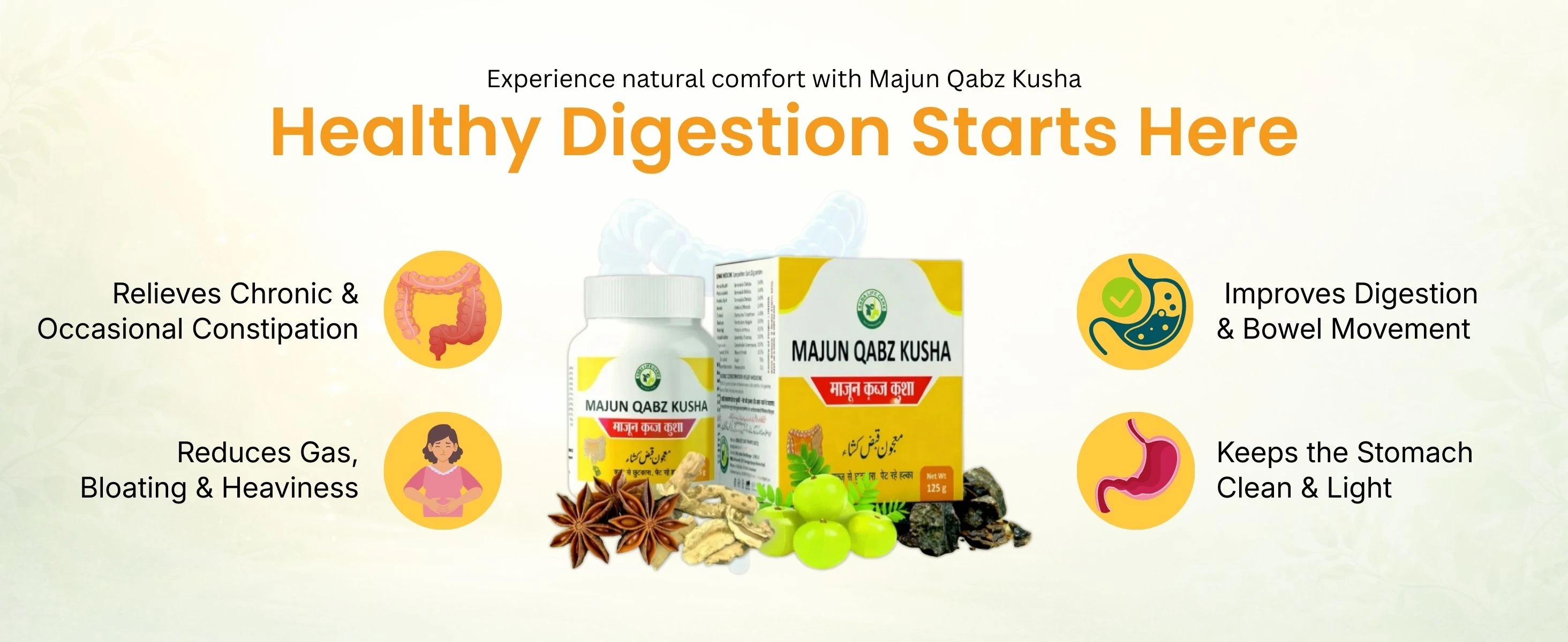 Majun Qabz Kusha, Digestive Health & Relief from Constipation Banner