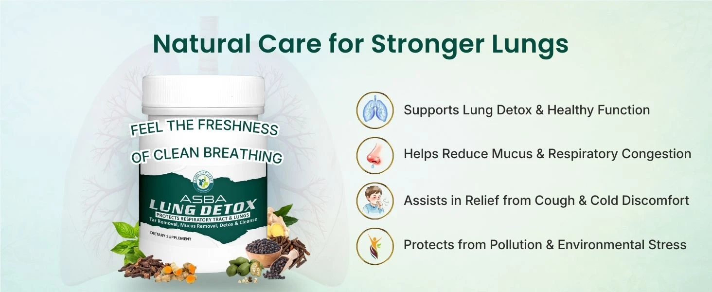ASBA Lung Detox Protect Repiratory track, Tar, and Mucus Removal Banner