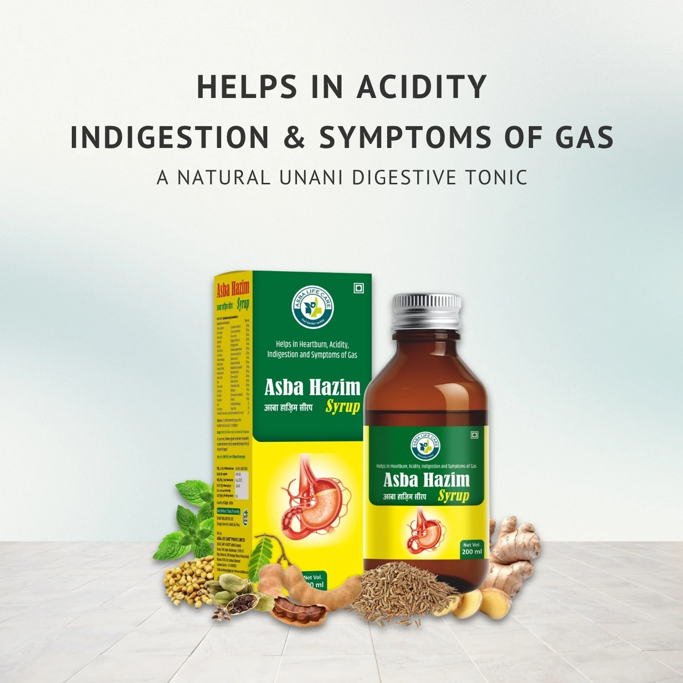 Asba Hazim Syrup Fast Relief from Acidity, Gas & Bloating