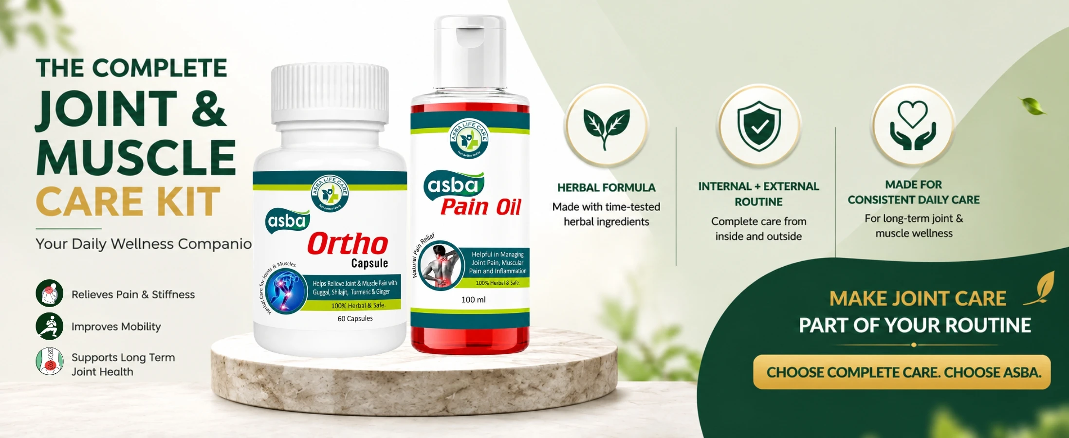 Asba Ortho Capsules & Oil Banner